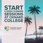 Promotional graphic for summer sessions at the Community Col Promotional graphic for summer sessions at the Community Col