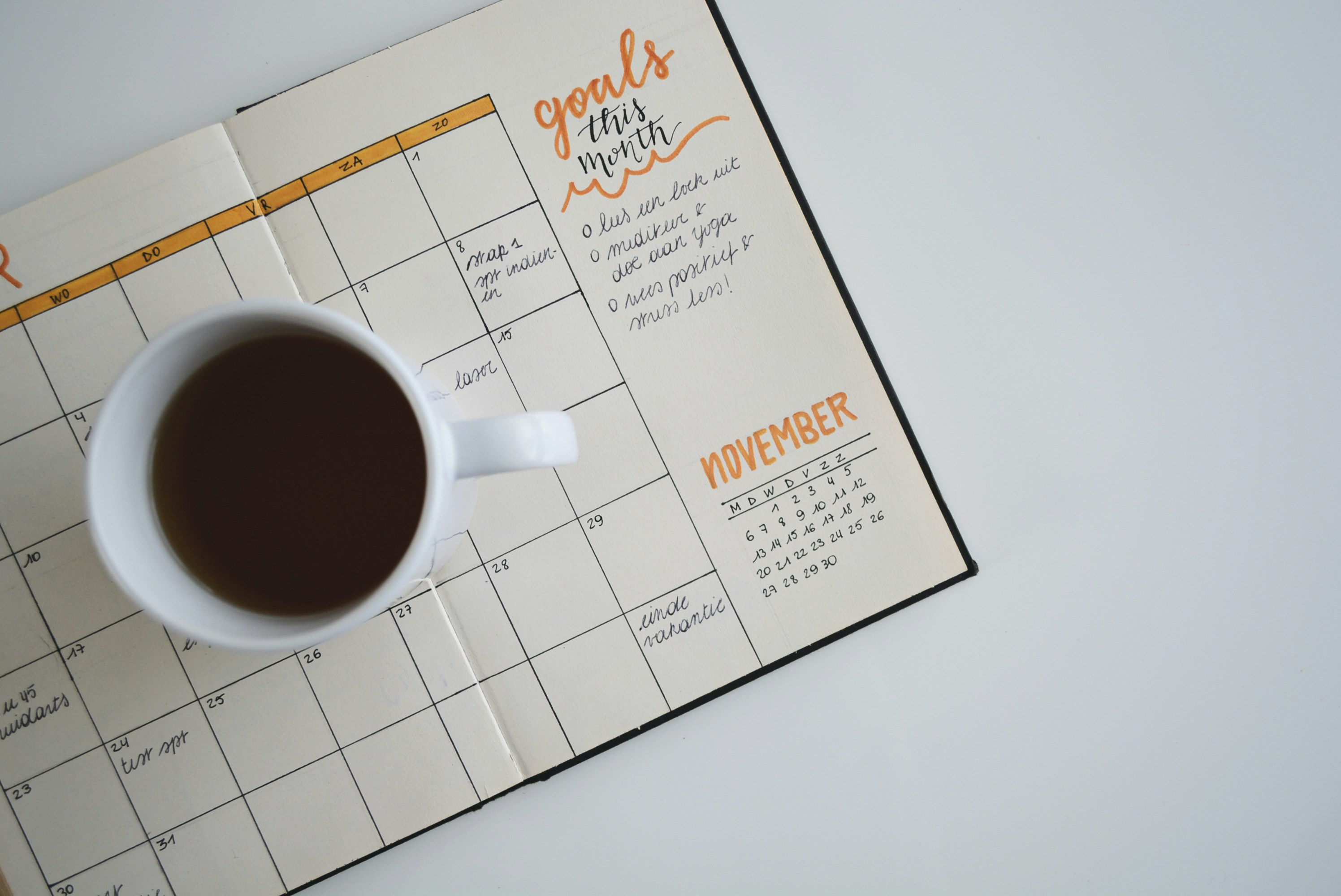 Decorative Image of a calendar and a coffee mug