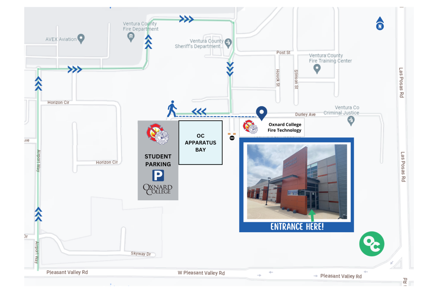Map to Oxnard College Public Safety Campus