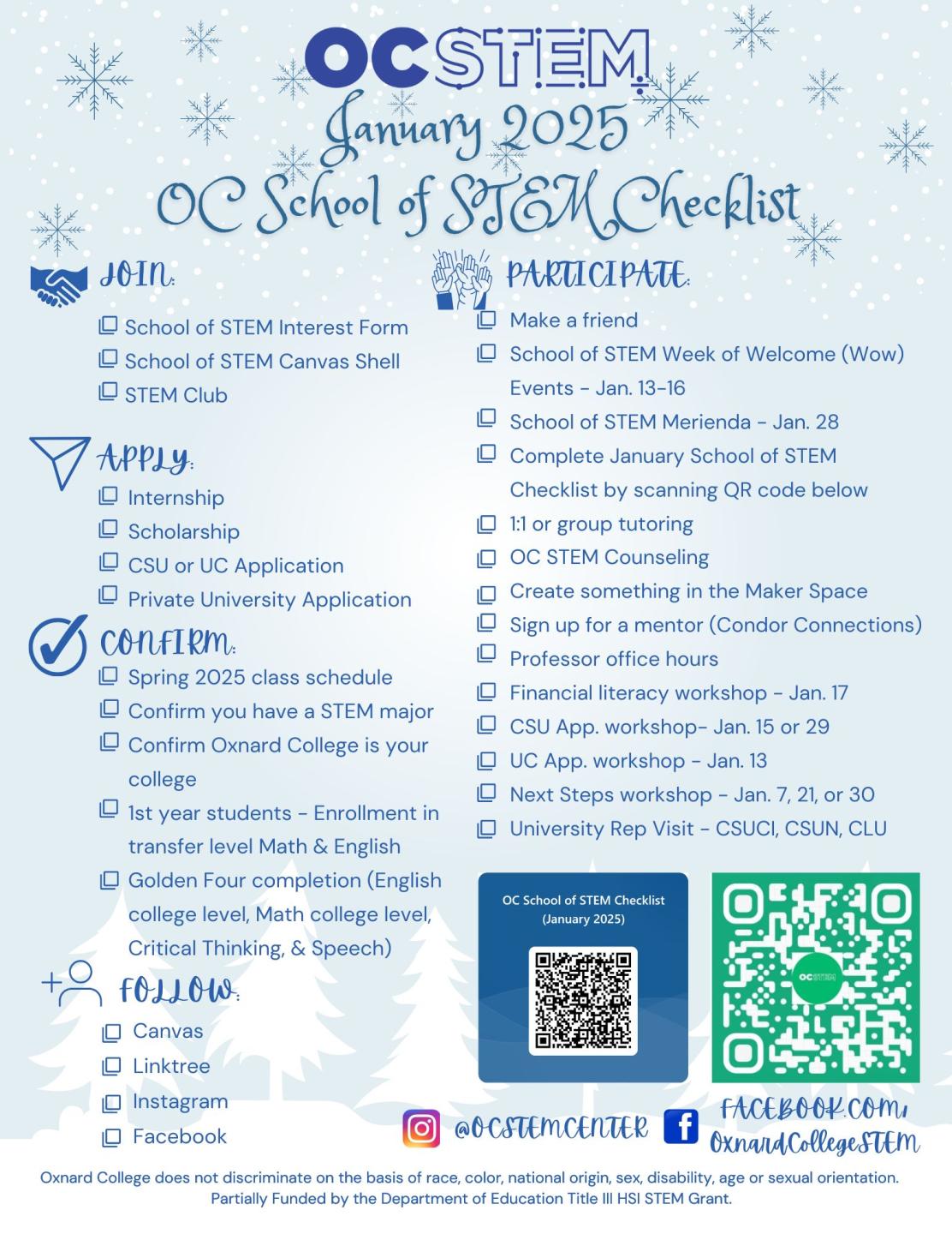 Jan School of STEM Checklist