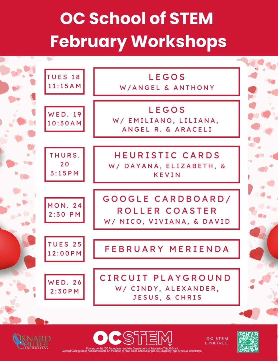 February school of stem workshop schedule