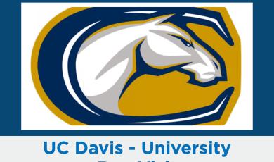 UC Davis Aggie horse logo with UC Davis - University Rep Visit written below