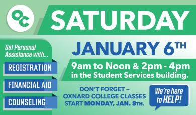 Need help with registration, financial aid, or counseling at Oxnard College? Join us for “OC Saturday”.